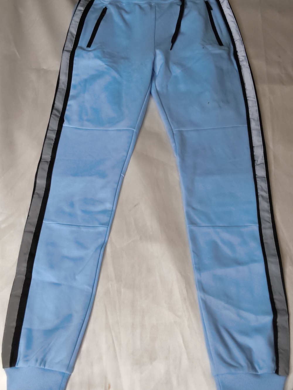 Men's Light Blue Joggers with Side Stripe